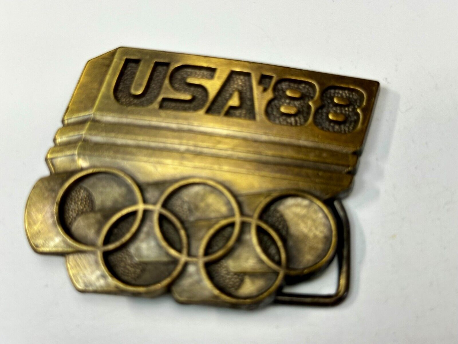 USA 1988 Olympic Games 5 Ring Emblem Commemorative Vintage Belt Buckle