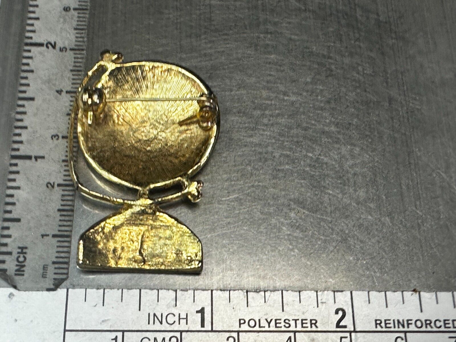 Two Sisters - Globe Covered with Rhinestone's Vintage Gold Tone Brooch Pin