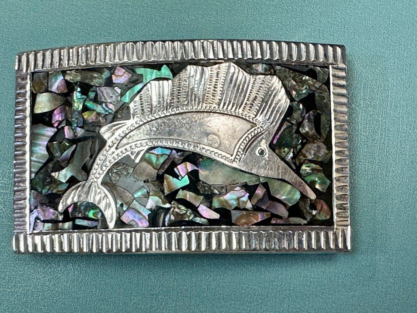 Abalone Shell Swordfish!  QUALITY Sterling 925 Plata Jalisco V.H.L.C Guad Mex