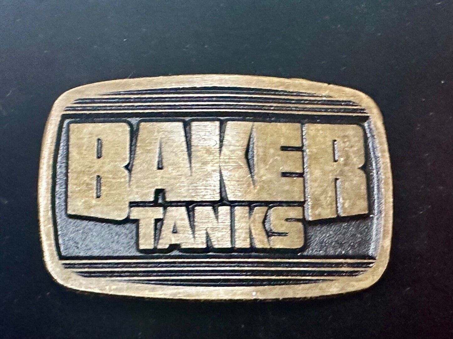 Baker Tanks Fluid Containers Mine Co. Promo solid brass Dynabuckle  belt buckle