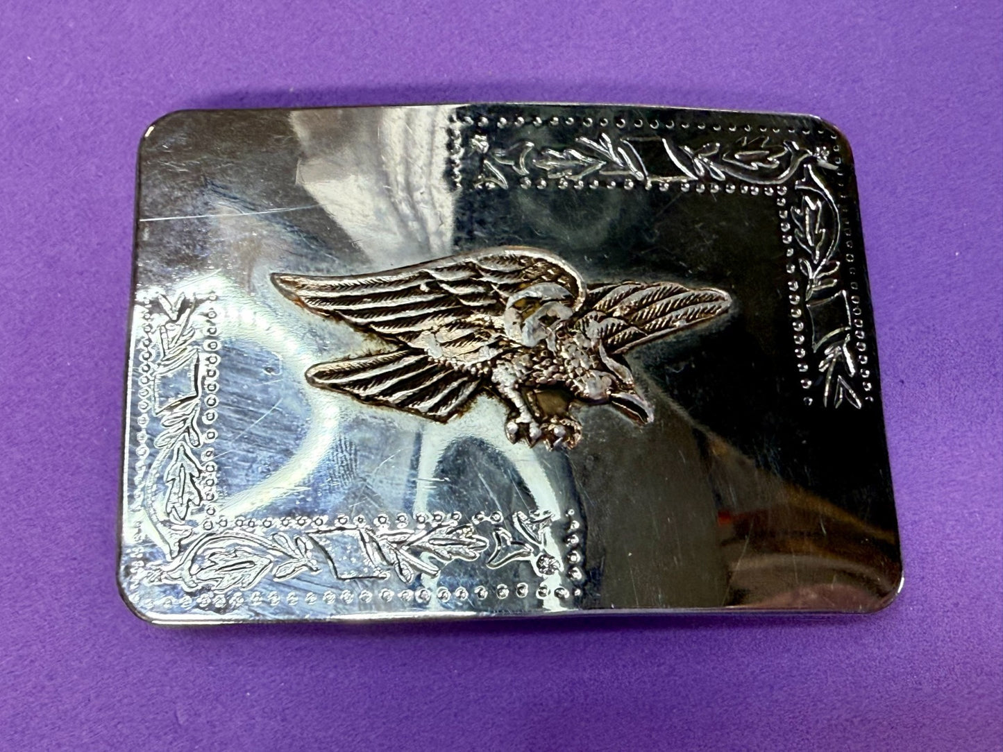 American Eagle Flying Diving Hunting Two Tone Mirrored Western Style Belt Buckle