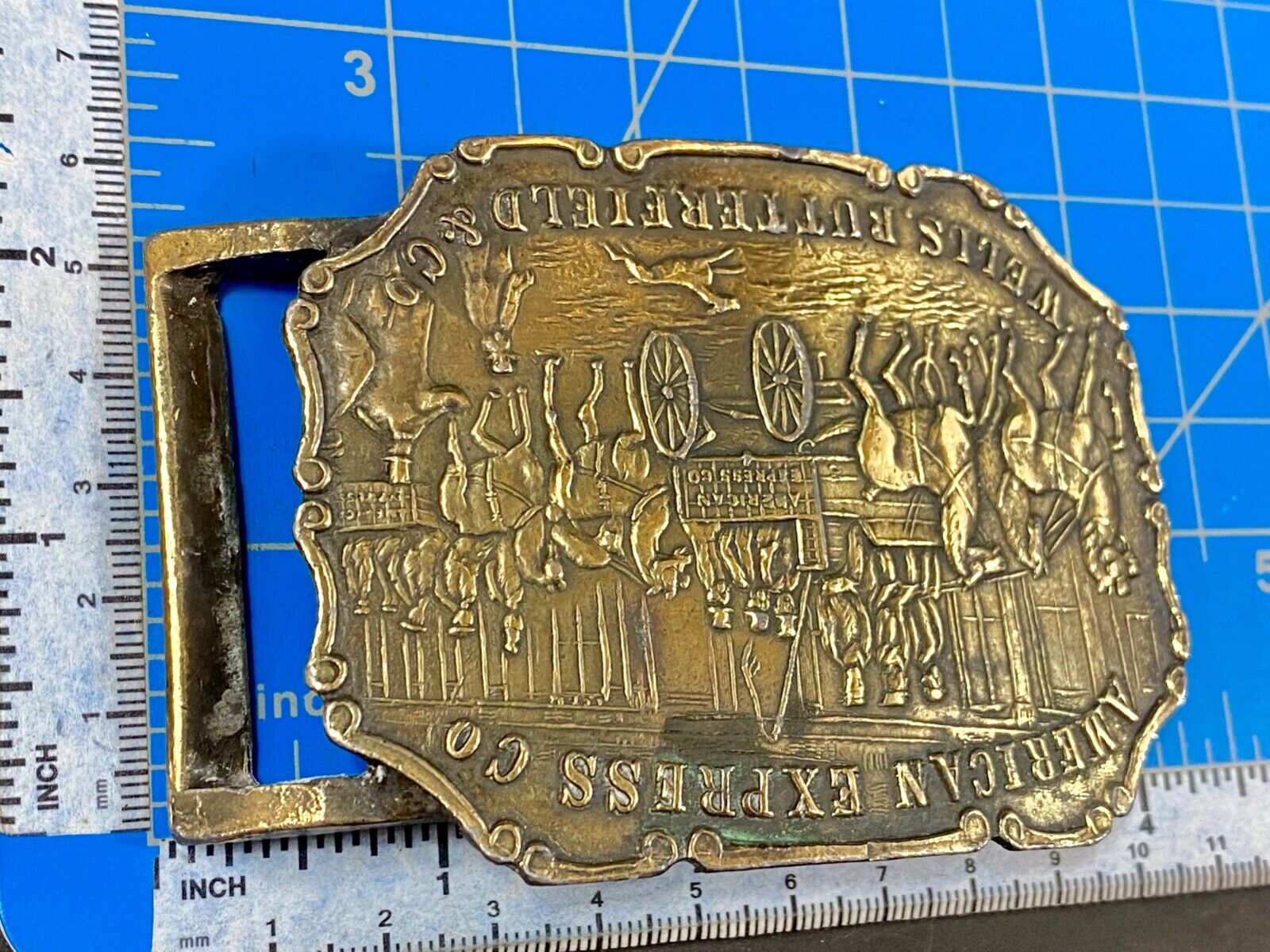 American Express Co Wells Butterfield & Co Vintage belt buckle marked NYC