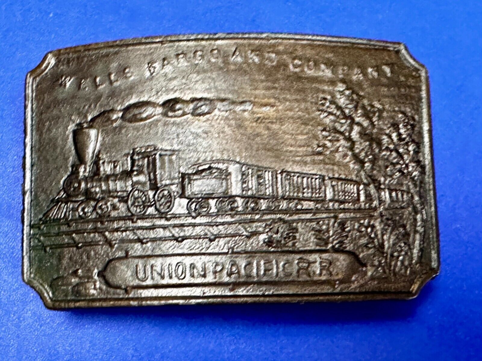 Union Pacific RR Wells Fargo & Co Train Steam Engine Locomotive Belt Buckle