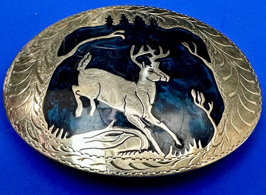 Beautiful Deer inlaid Blue Enamel