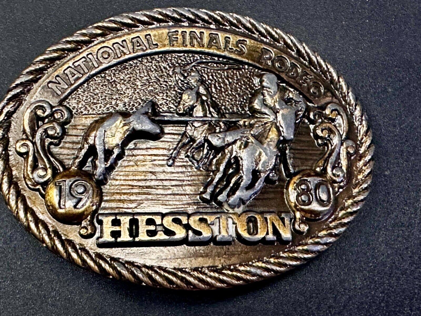 1980 Hesston NFR National Finals Rodeo Cowboys Western Belt Buckle