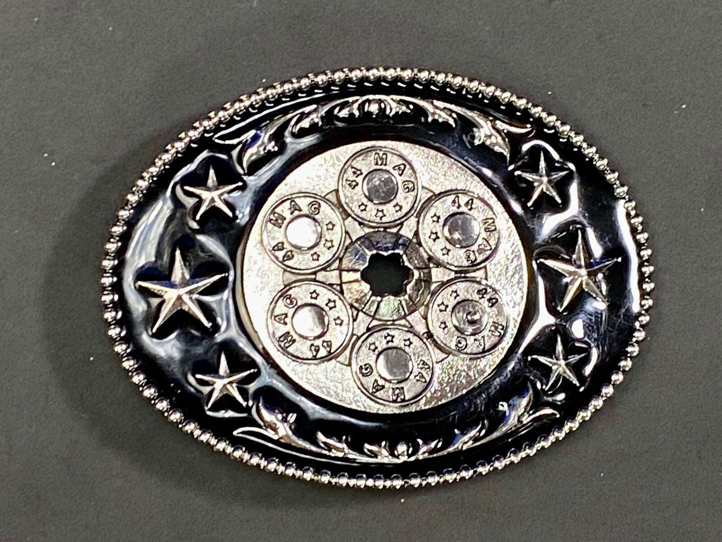 44 Mag Gun Collectors Bullets Drilled Centerpiece  Western Cowboys Belt Buckle