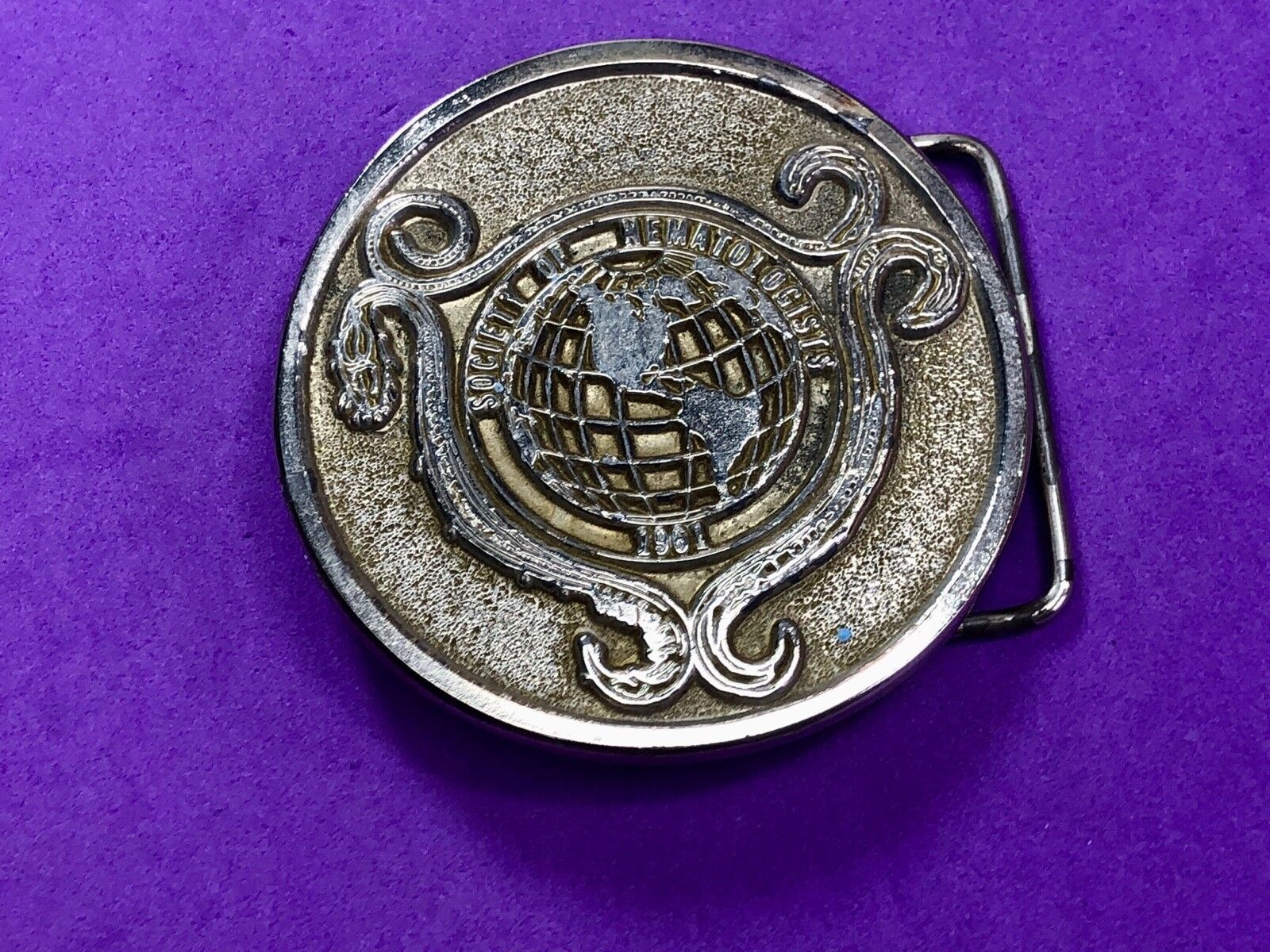 very rare 1981       Society of Hematologists     belt buckle by Spec Cast INC 