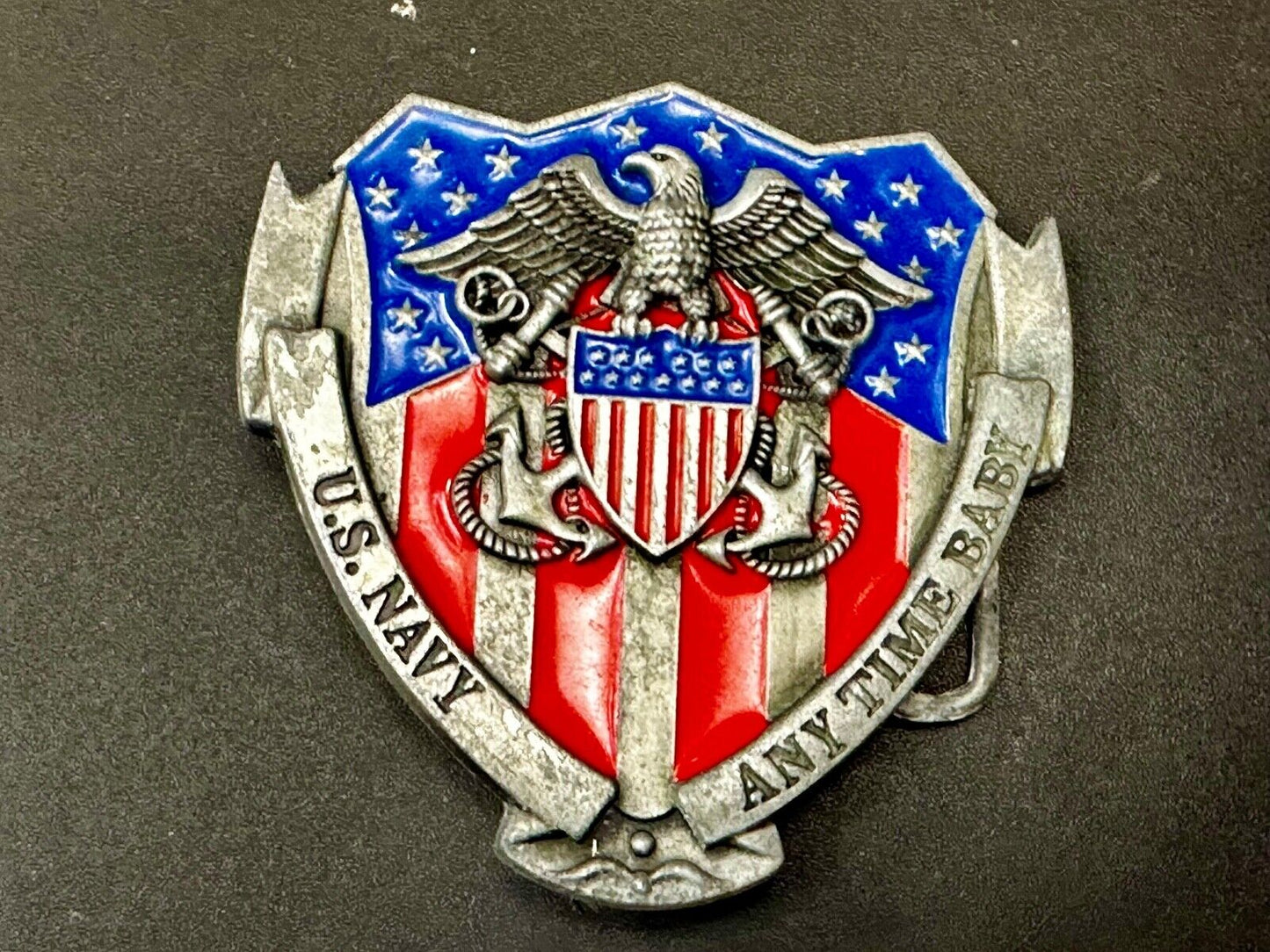 Anytime Baby - US Navy United States Military Flag Colors Cutout Belt Buckle
