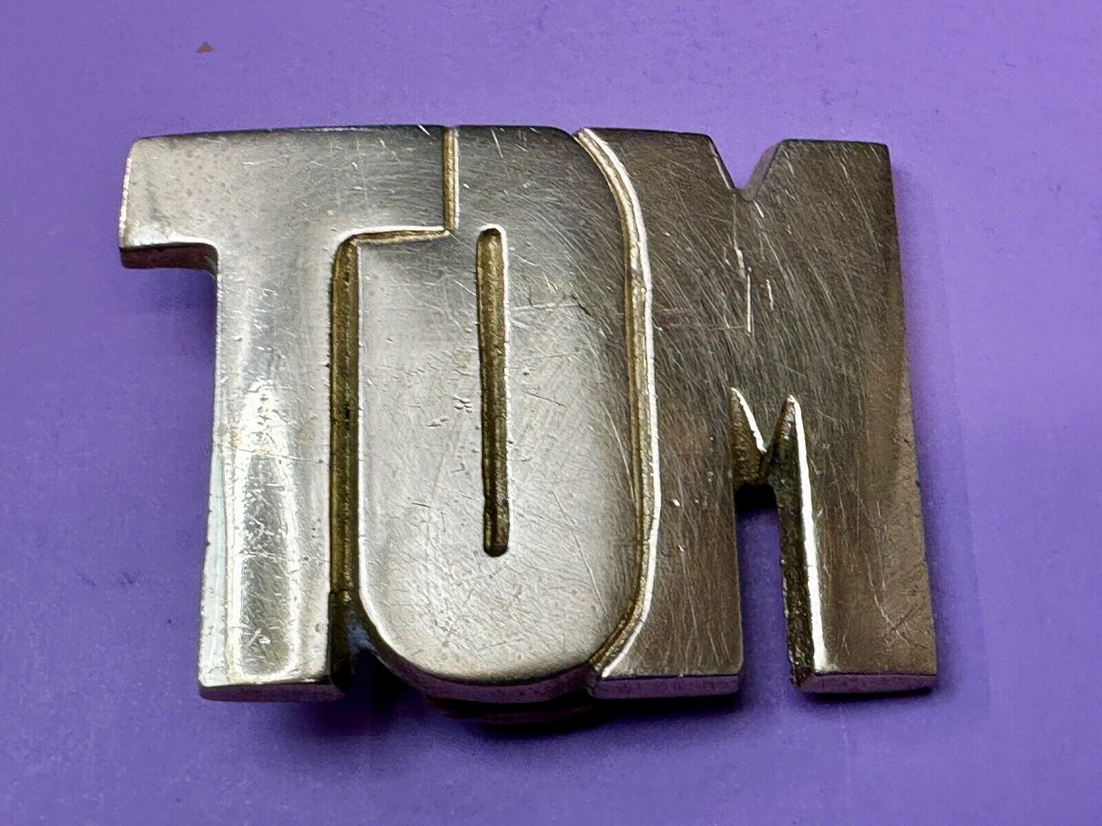 TOM Custom Name in cutout block letters solid brass belt buckle - Taiwan ROC