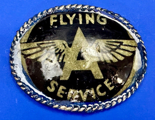 A W/ wings - Pilot's Airplane Flying Service large custom Vintage belt buckle