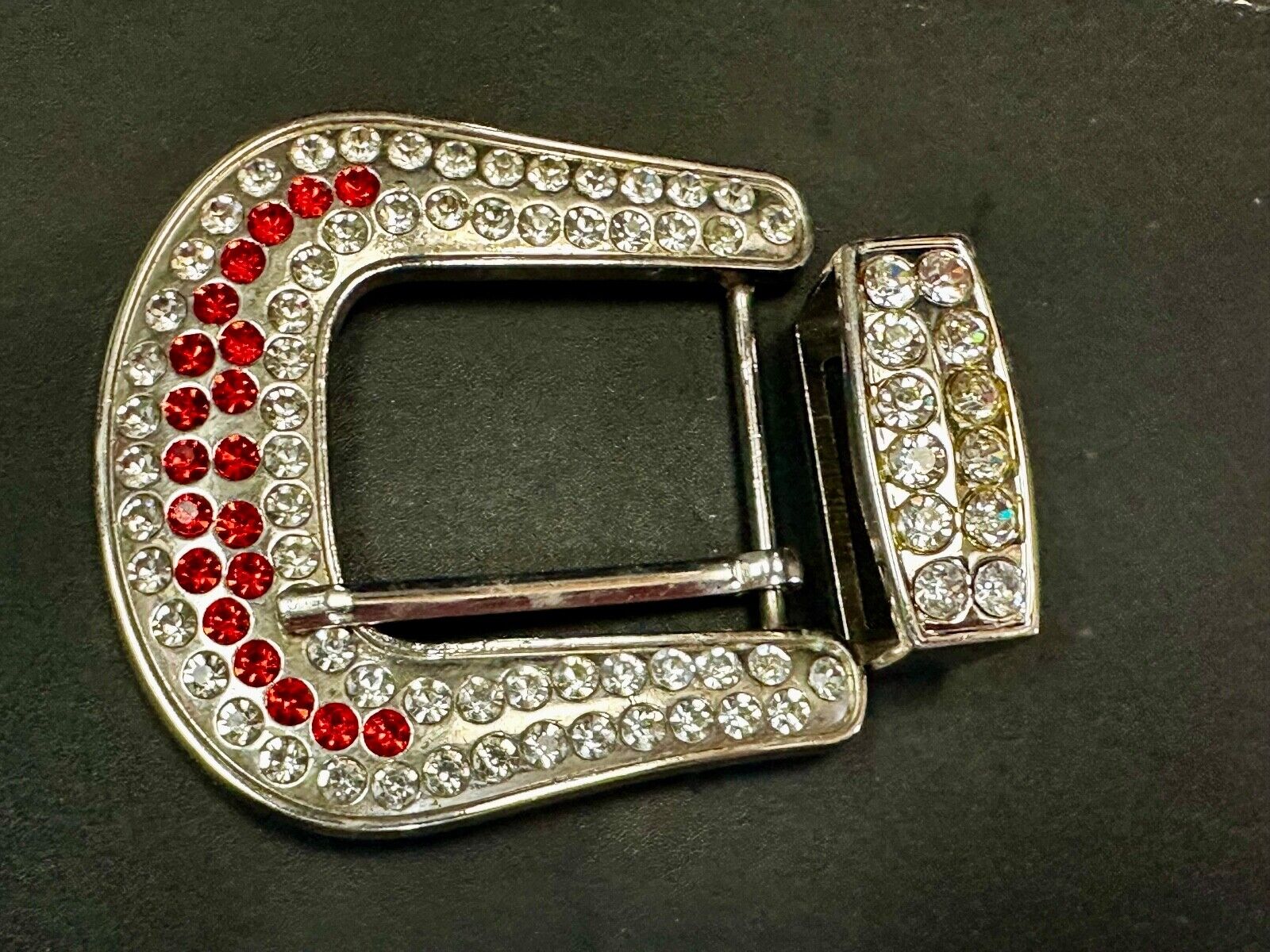 Two Piece Ranger Silver Tone Rhinestone Covered Belt Buckle Set  - with Keeper