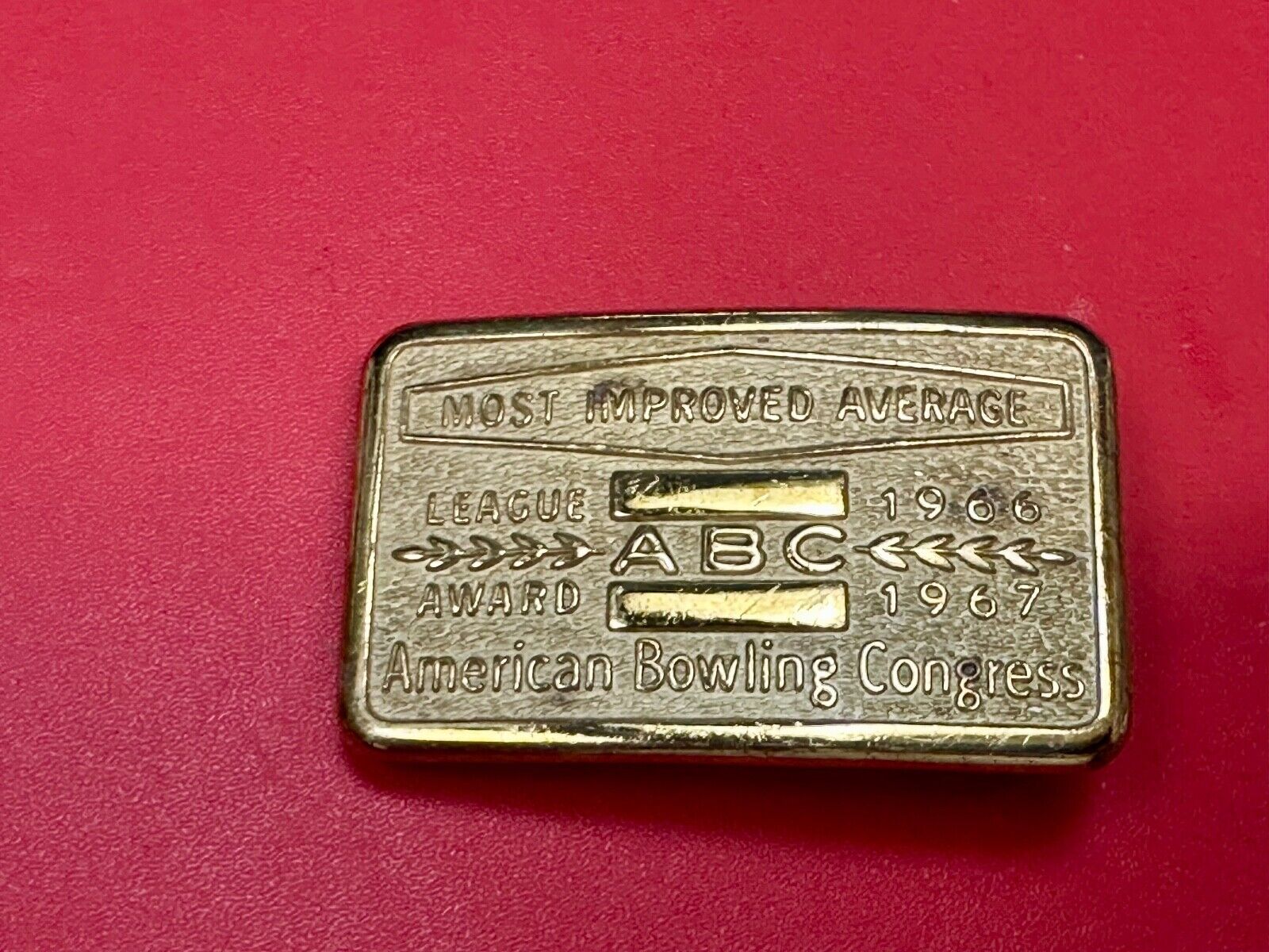 1966 - 67  MOST IMPROVED BOWLING AVERAGE - BLANK -  BELT BUCKLE ABC LEAGUE AWARD