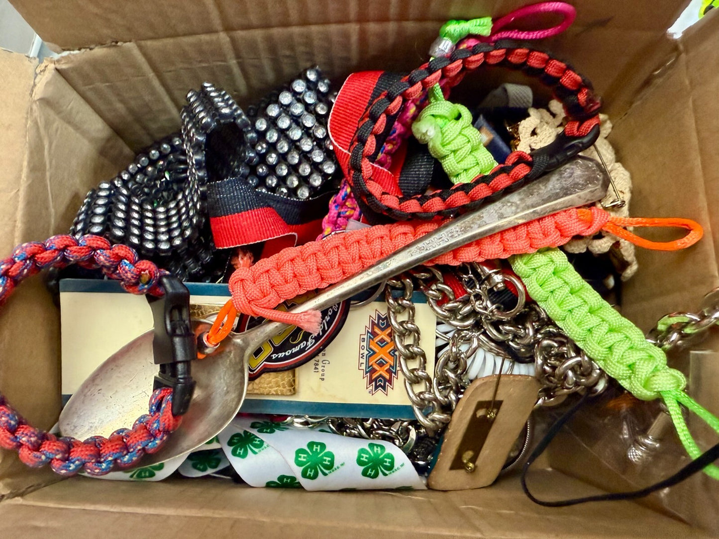 6.4 Pounds Mixed Junk Drawer Lot - Silverware Belts Bracelets Coins - Resale 