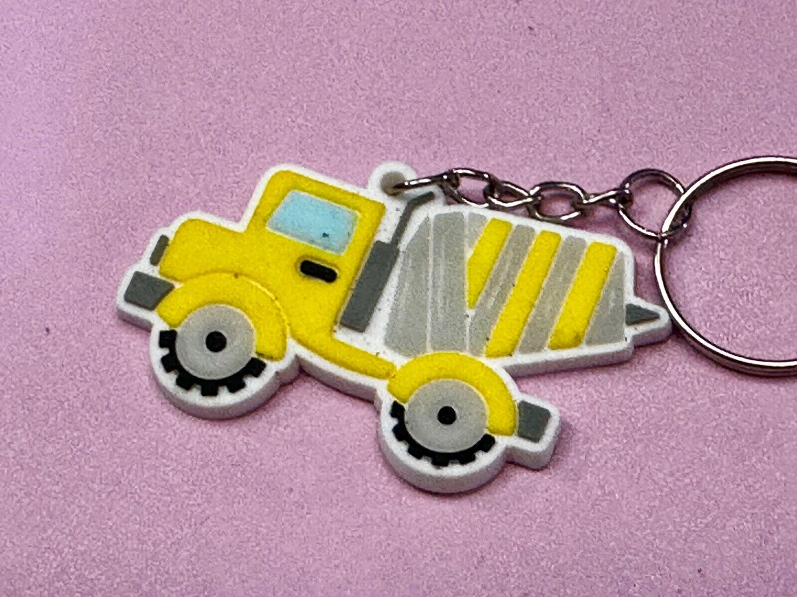 Toy Cement Truck cutout Keychain - Key Ring Chain