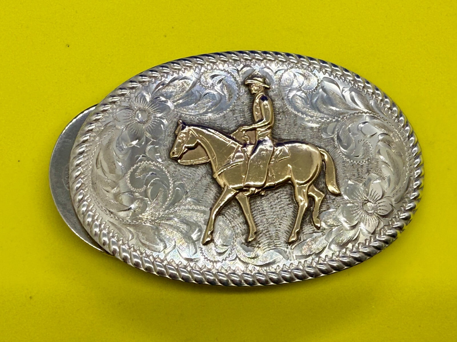 Vintage Diablo Sterling 8 Belt Buckle - Horseback cowboy   BEAUTIFUL