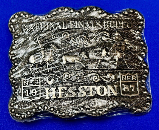 1987 National Finals Rodeo NFR Cowboy Western NOS Belt Buckle in wrap