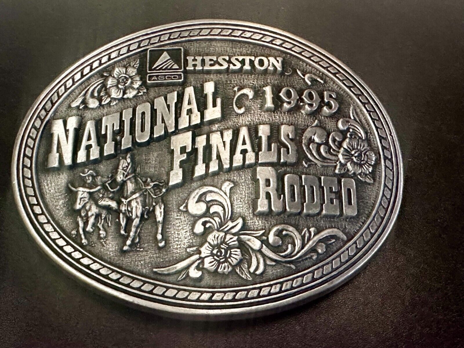 1995 ADM Hesston NFR National Finals Rodeo Cowboys Western Belt Buckle