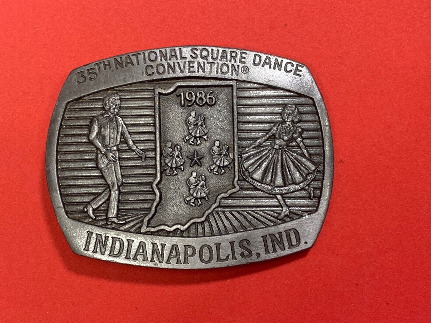 35Th National Square Dance Convention 1986 Indianapolis In Western Belt Buckle 