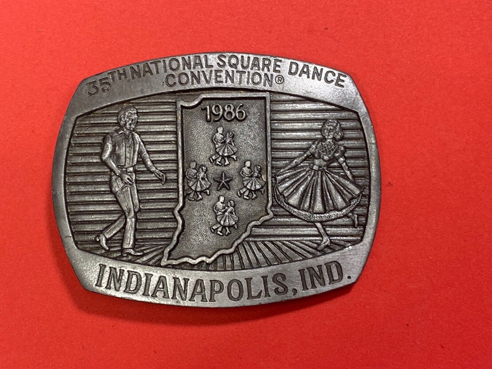 35Th National Square Dance Convention 1986 Indianapolis In Western Belt Buckle 