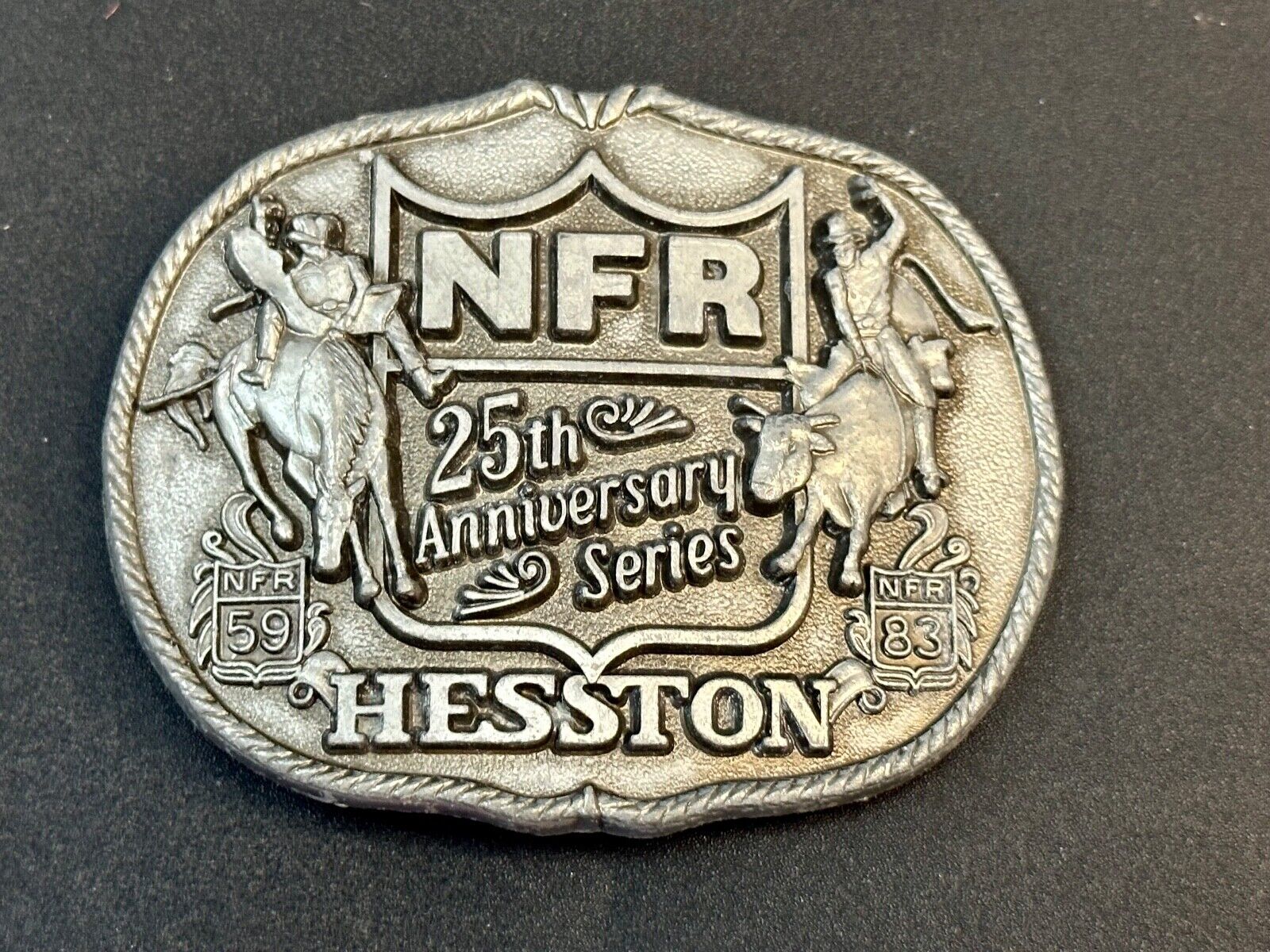 1983 HESSTON Belt Buckle NFR 25th Anniversary First Edition Limited Rodeo