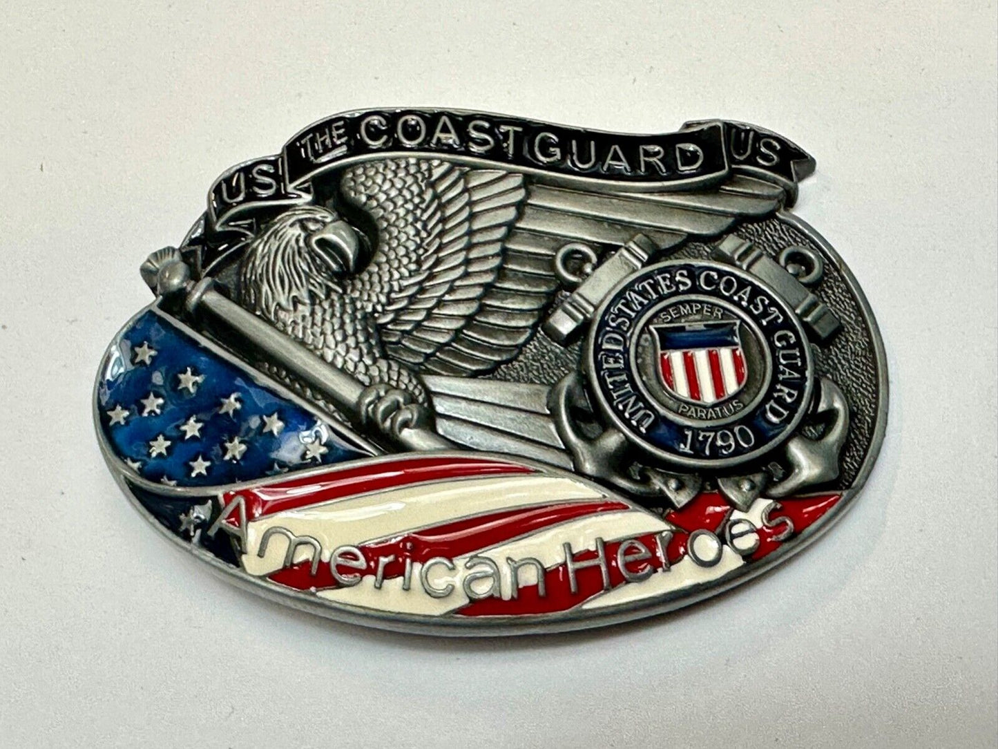 US Coast Guard America's Heroes - since 1790 Patriotic United States belt buckle