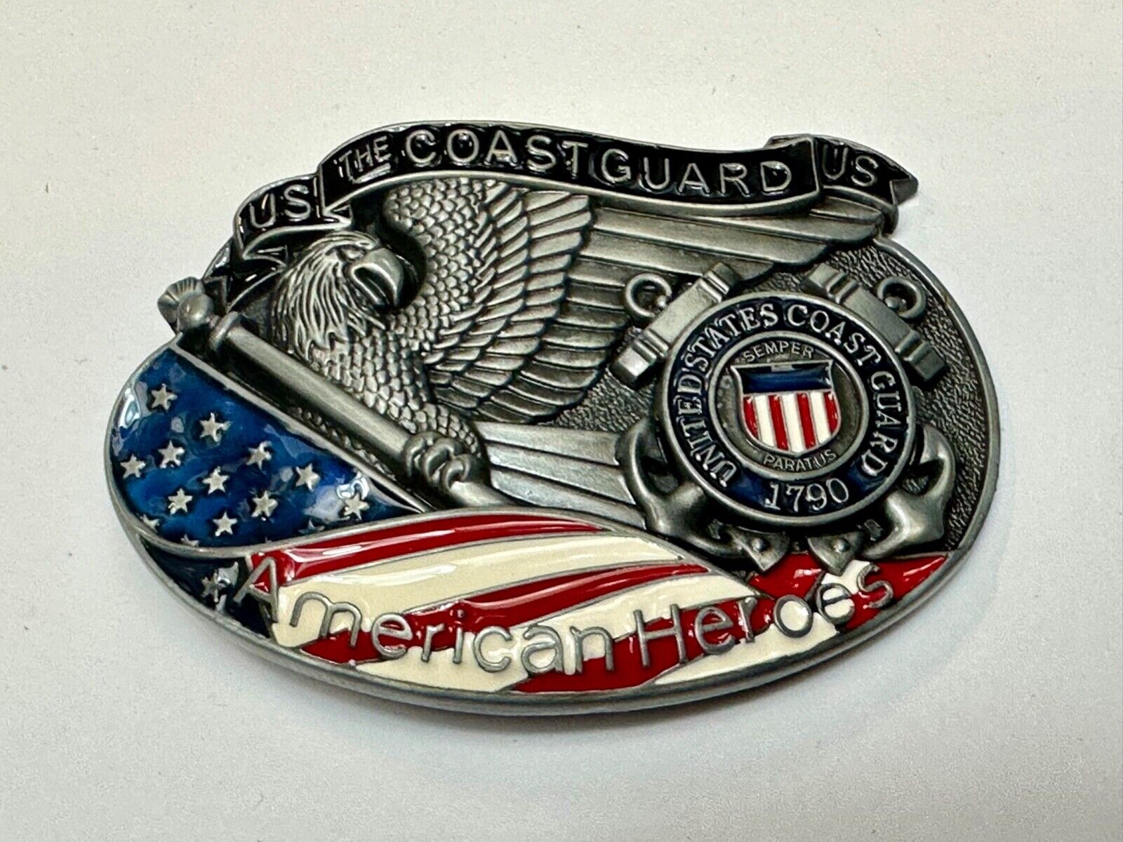 US Coast Guard America's Heroes - since 1790 Patriotic United States belt buckle