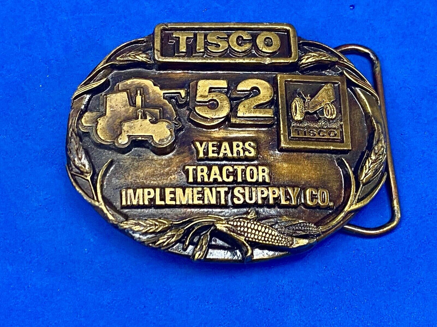 Vtg. Tisco Tractor Implement Supply Agriculture Farm Farming 52 Year Belt Buckle