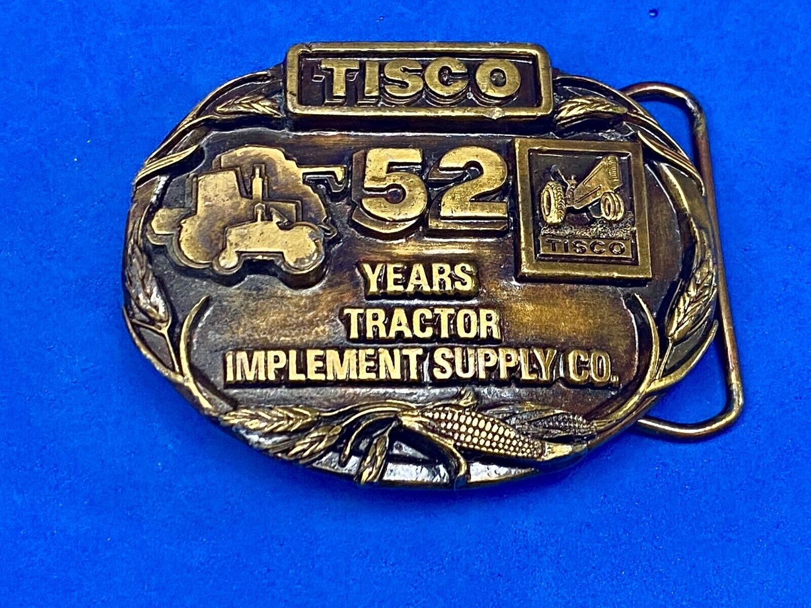 Vtg. Tisco Tractor Implement Supply Agriculture Farm Farming 52 Year Belt Buckle