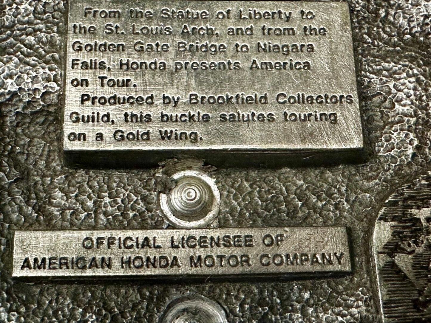 America On Tour GL Honda Gold Wing Motorcycle Tour Brookfield Belt Buckle