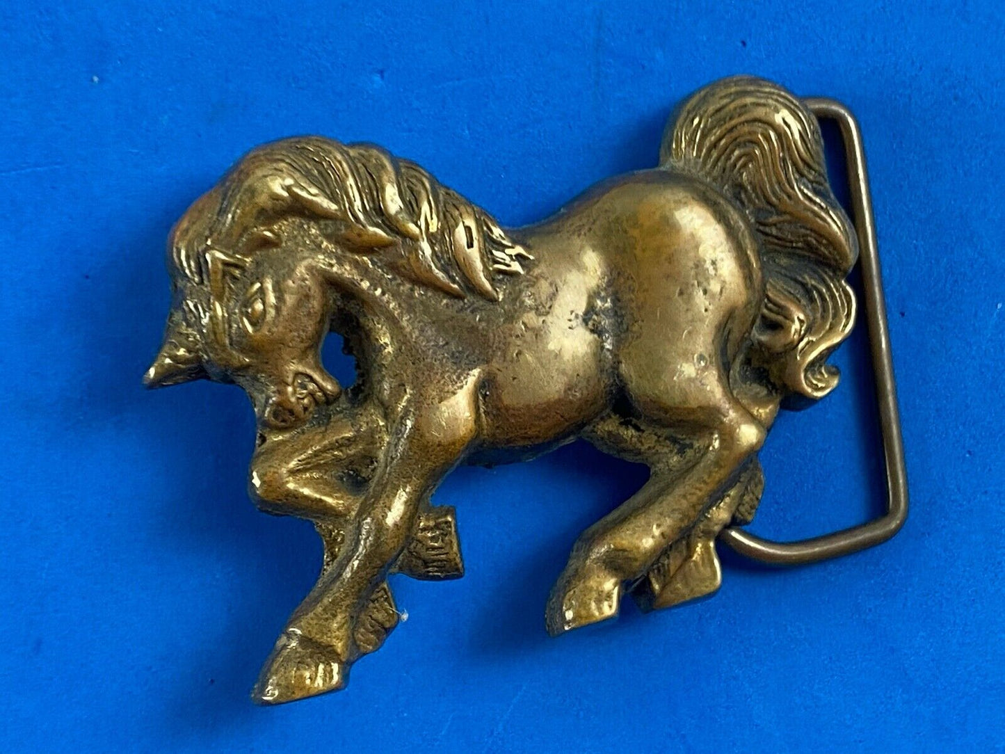 Unicorn Solid Brass Hippy Style Belt Buckle - Signed 6189 Taiwan