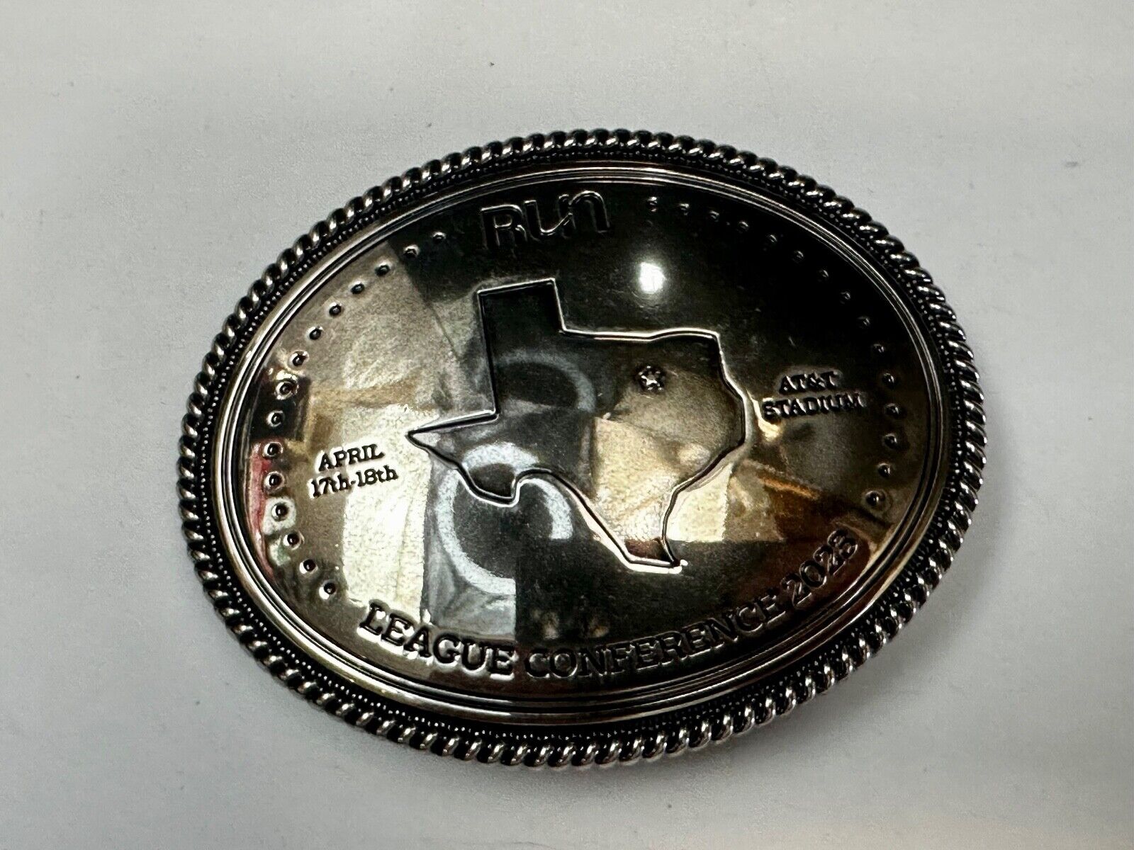 Texas RUN  April 17th - 18th. AT&T Stadium League Conference 2023 Belt Buckle