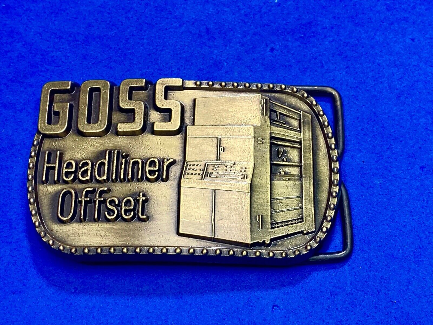 Vintage 1970S **Goss Headliner Offset** Advertisement Belt Buckle