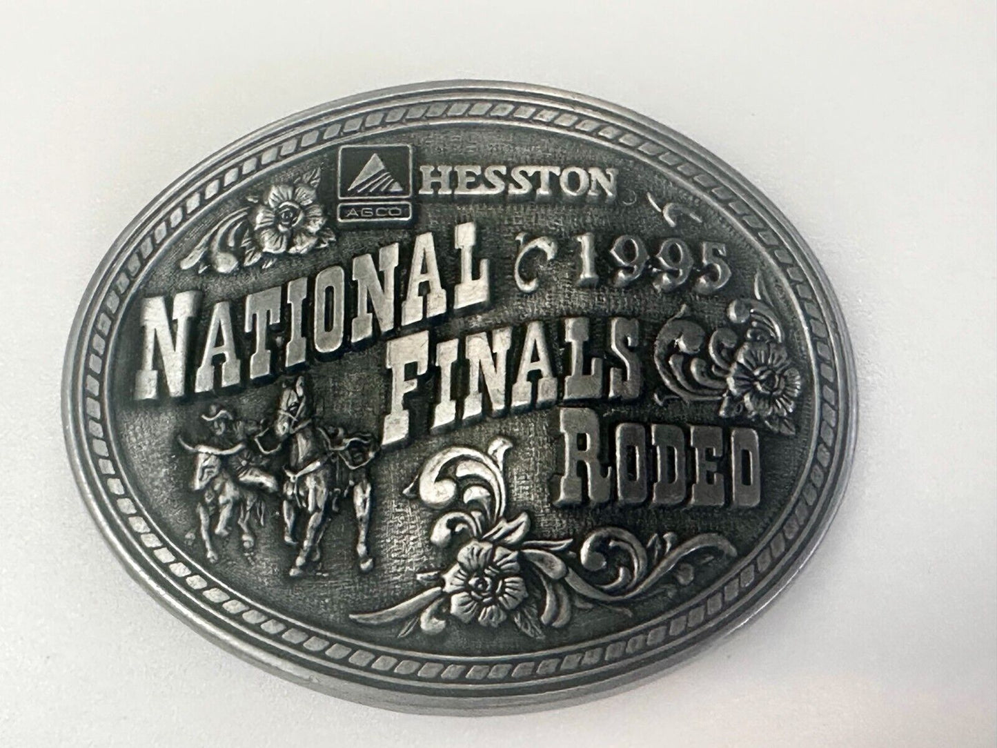 1995 ADM Hesston NFR National Finals Rodeo Cowboys Western Belt Buckle
