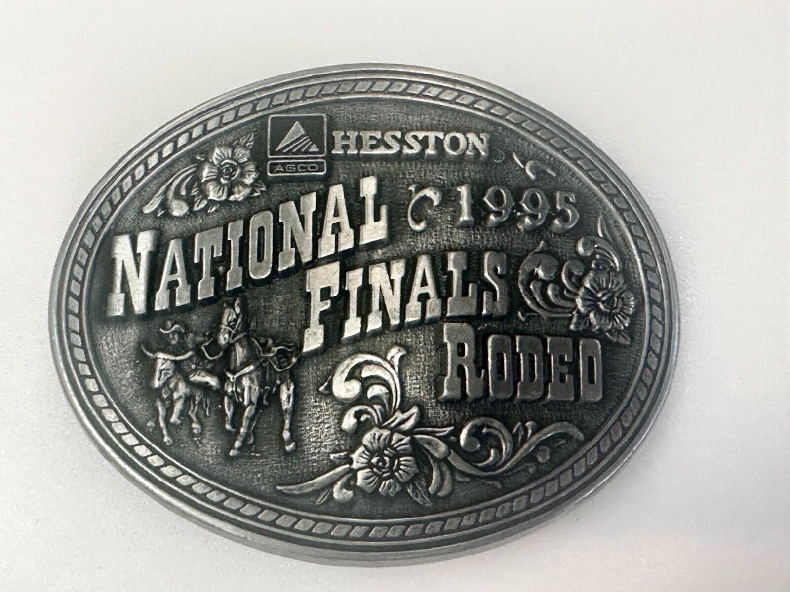 1995 ADM Hesston NFR National Finals Rodeo Cowboys Western Belt Buckle