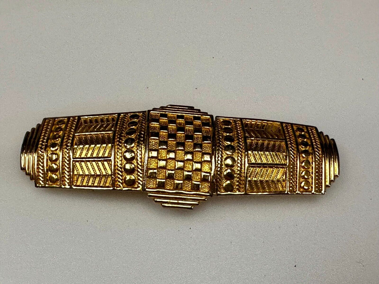 6" Wide Two Piece interlocking Gold Tone Vintage Belt Buckle by Dotty Smith