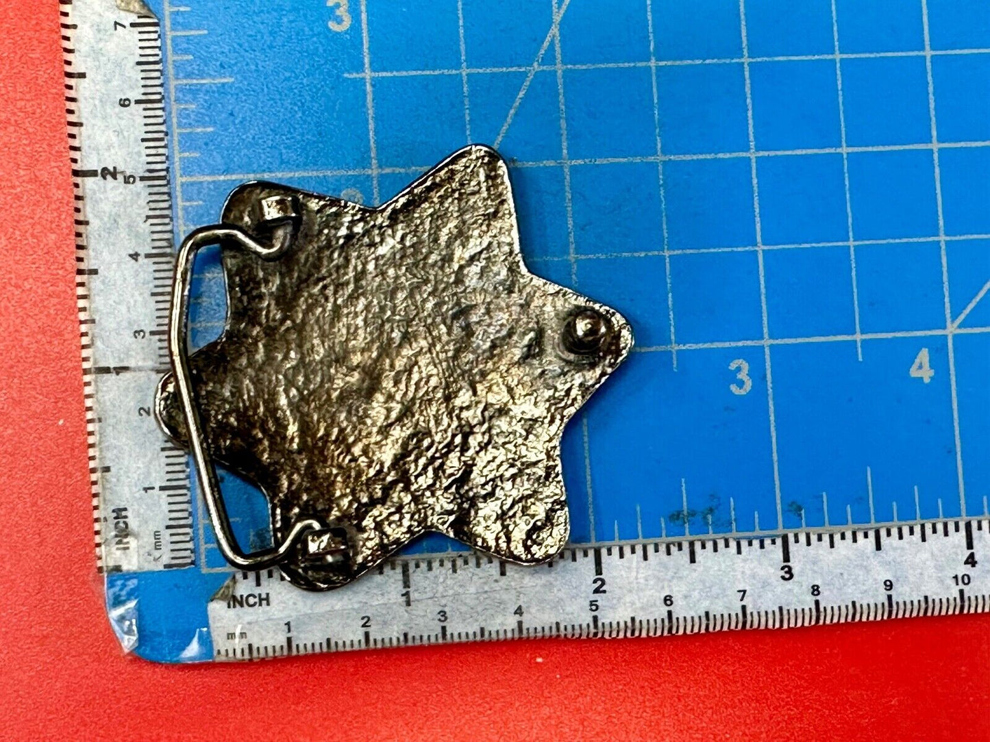 Abstract STAR Cutout 2.5" wide silver tone sheriff badge shaped belt buckle