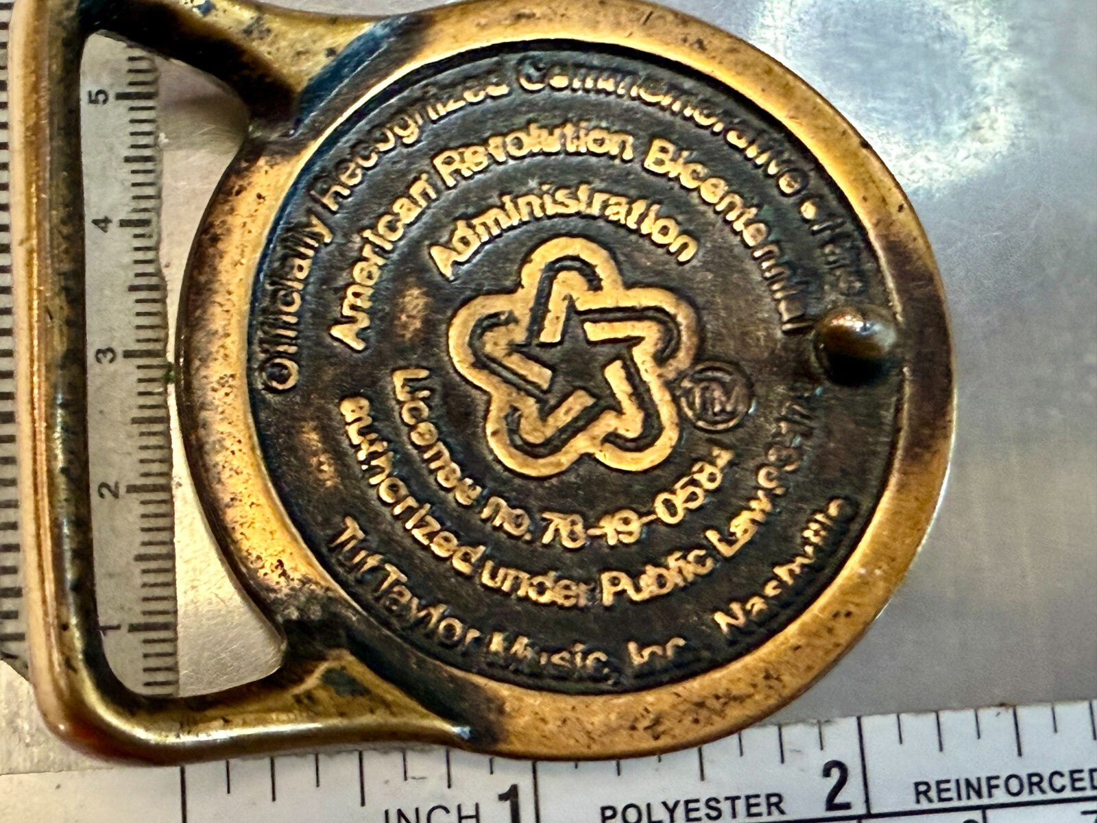 American Revolution Bicentennial Solid Brass Taylor Music Nashville Belt Buckle