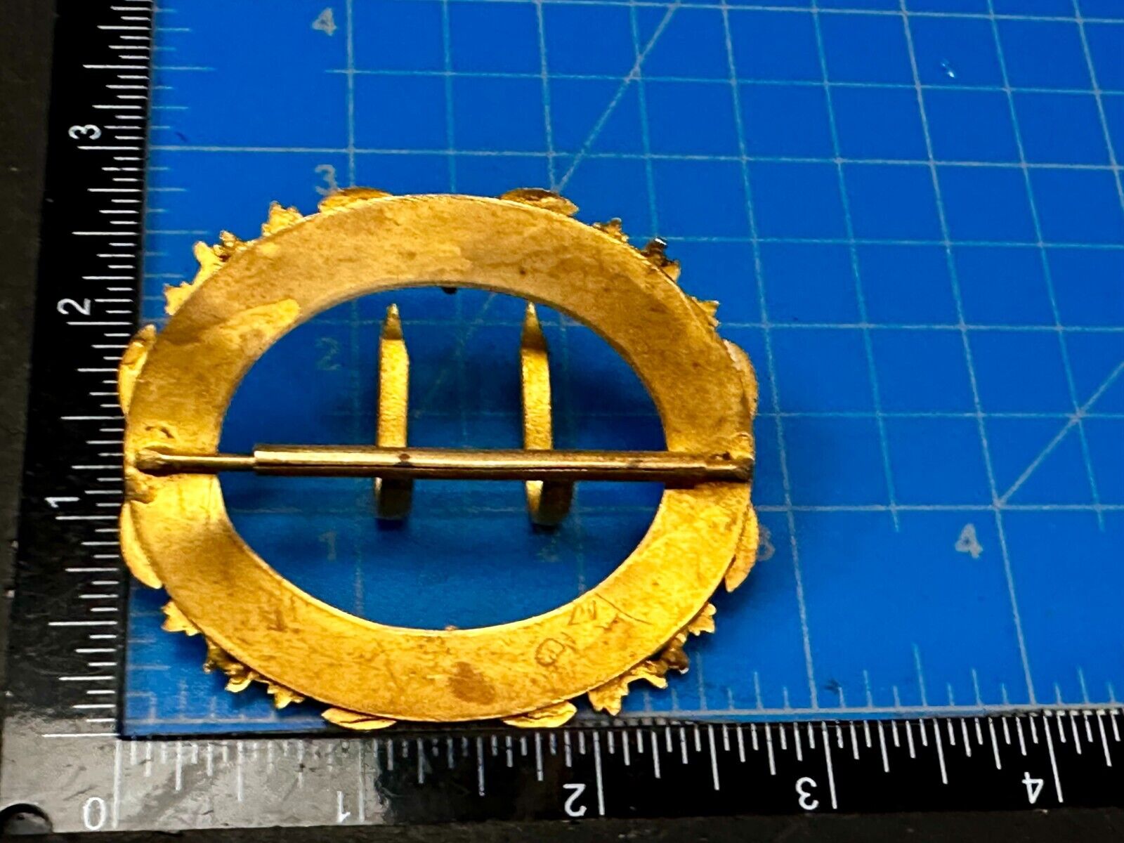 3" Wide Dual Prong Victorian Art Nouveau Gold Color Filigree Belt Buckle
