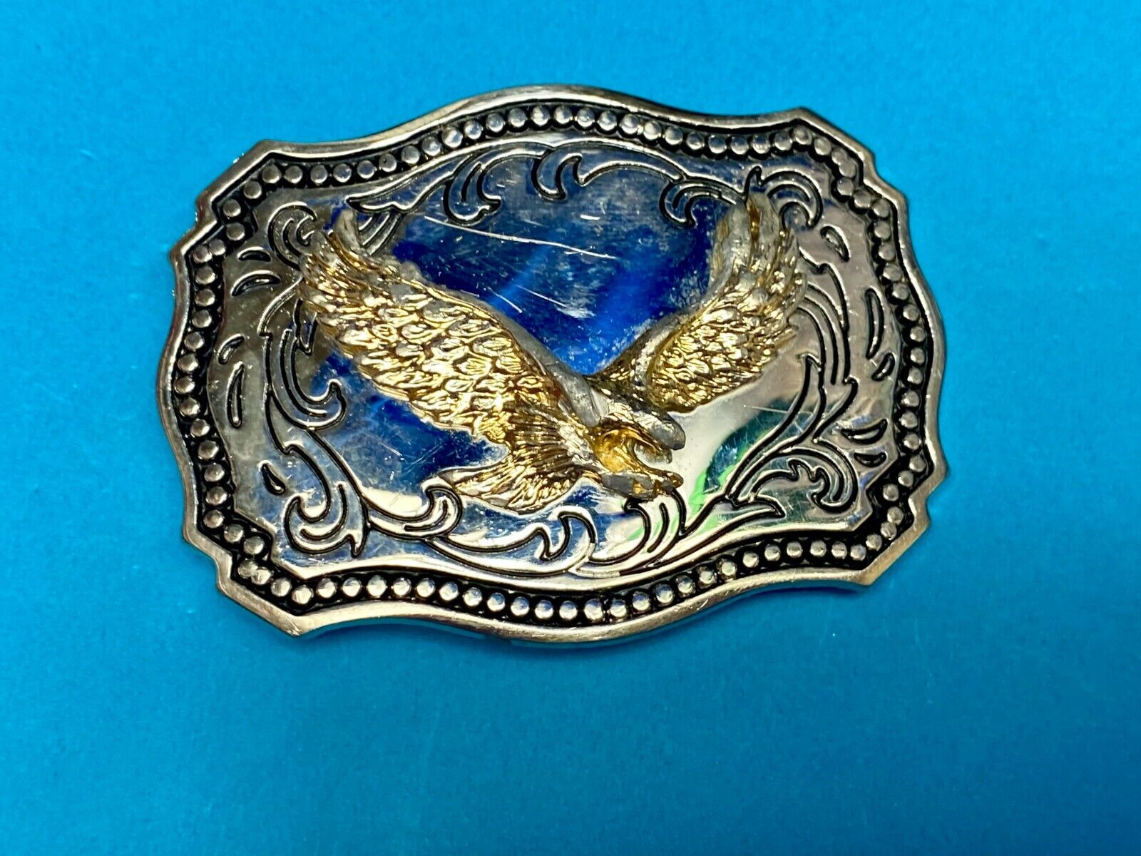 A Made Western Framed American Eagle - Hunting For Food Wings Wide Belt Buckle