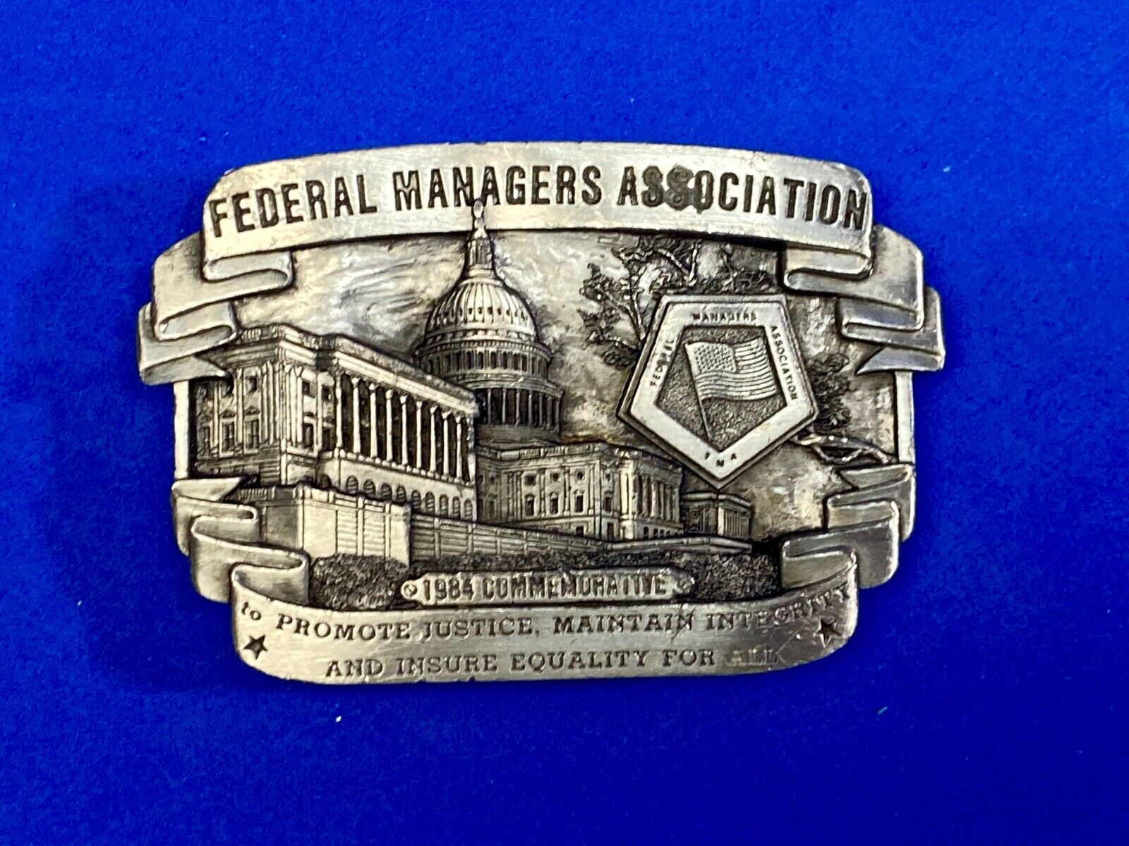 Vintage 1980'S Federal Managers Association 1984 Commemorative Belt Buckle 
