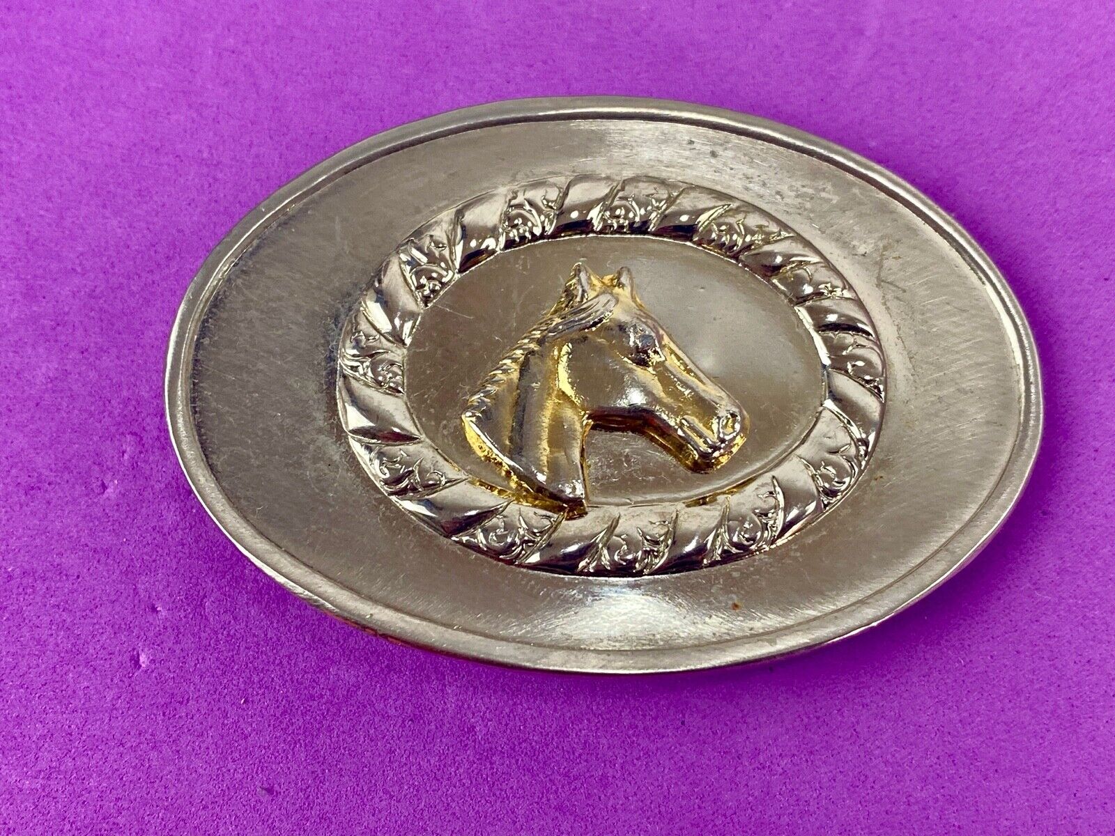 Unique and different  horse bust head western cowboy Oval Shape  belt buckle 