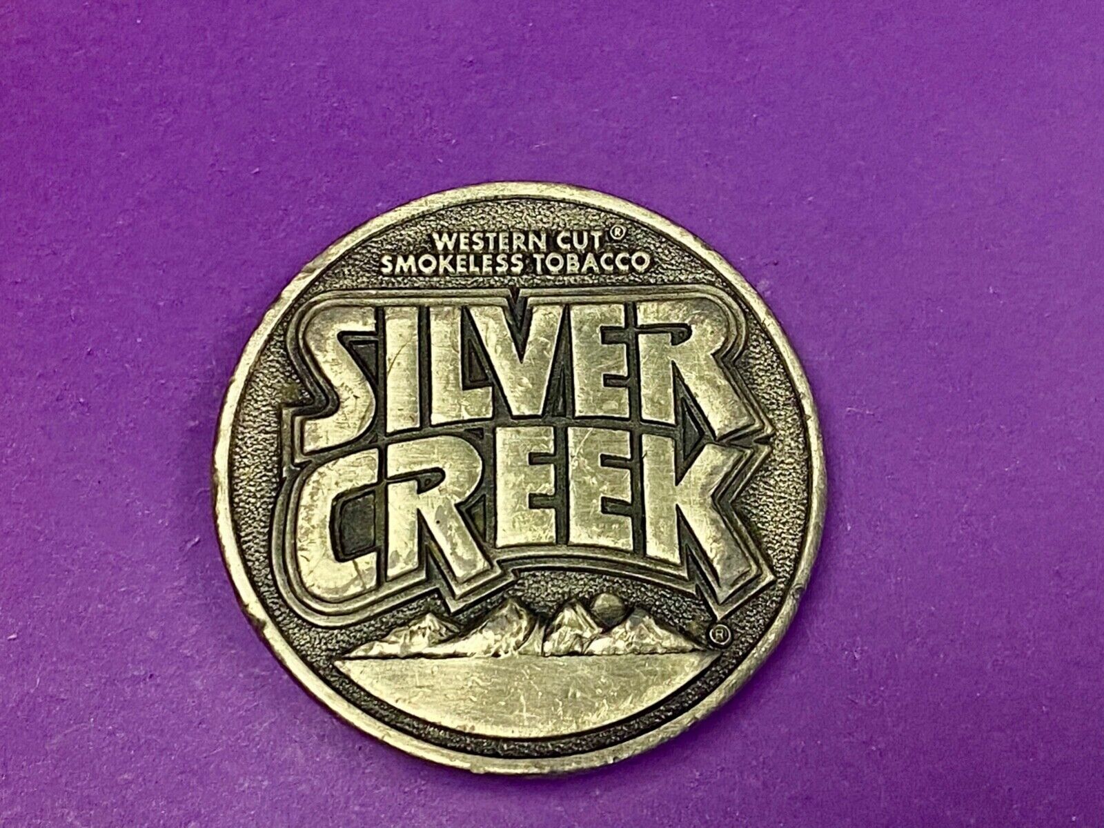 Vintage 1982 Western Cut Smokeless Tobacco Silver Creek Siskiyou Belt Buckle