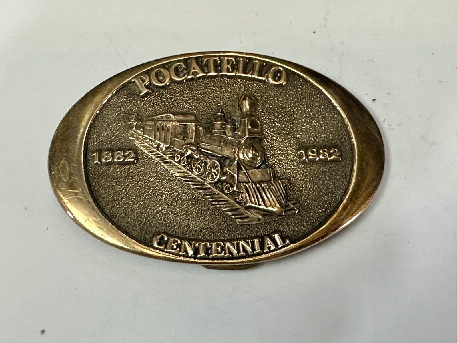1982 Pocatello Idaho Train Centennial Solid Bronze Western Heritage Belt Buckle