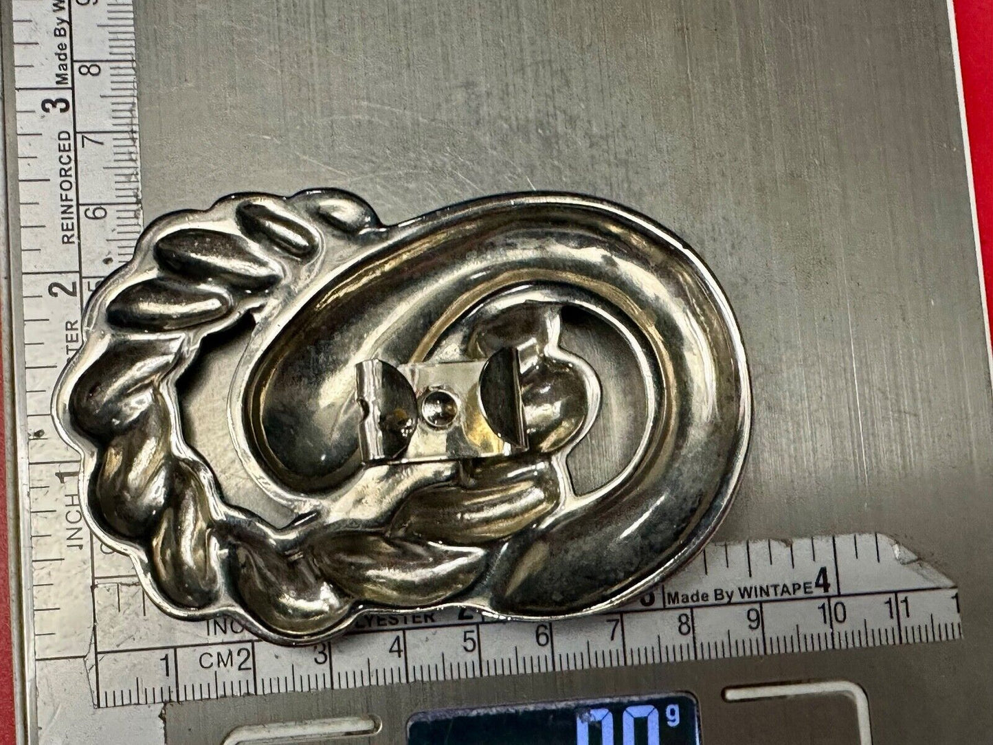 Abstract Infinity Loop Hippie Boho Silver Tone Vintage Belt Scarf Slide Buckle