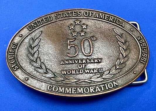 United Stated 50th Anniversary of World War 2 Commemorative belt buckle Crew INC