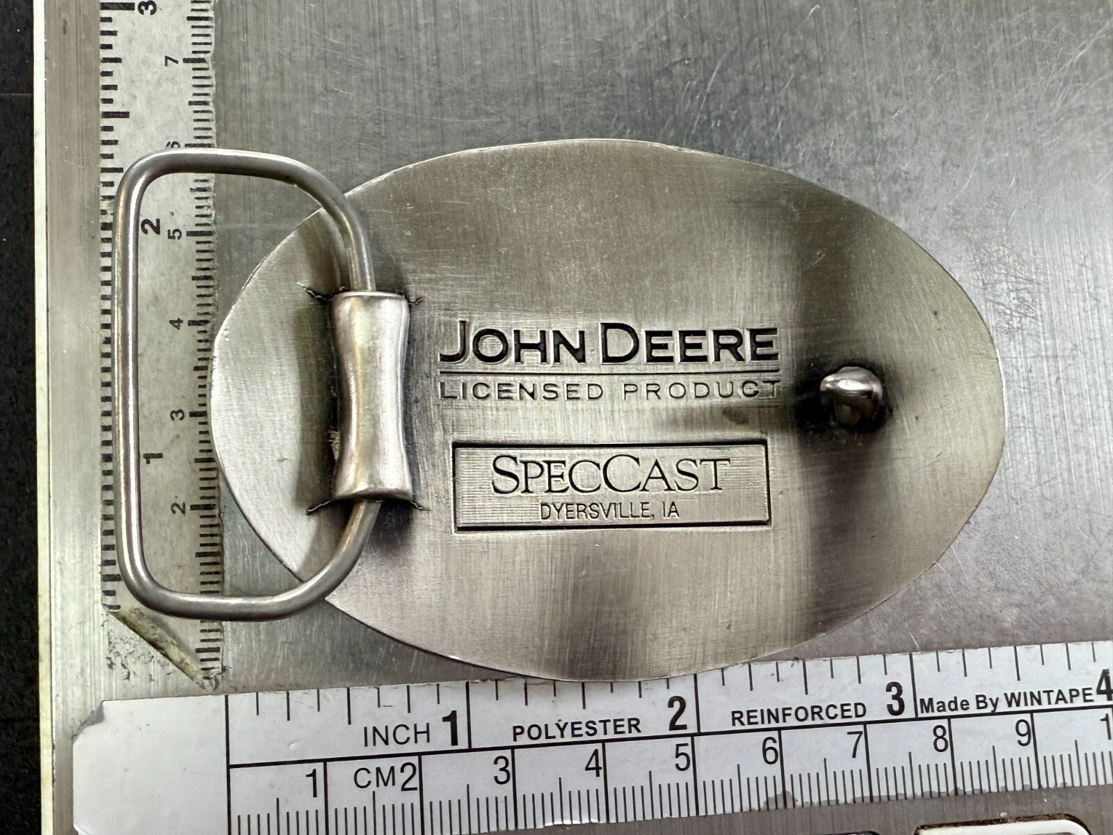 Vintage John Deere Pink Girlie Jumping Deer Logo Farm Tractors Belt Buckle
