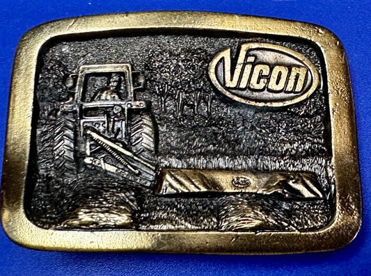 Vicon Disk Mower Tractor Promotional Belt Buckle by Premium Specialties