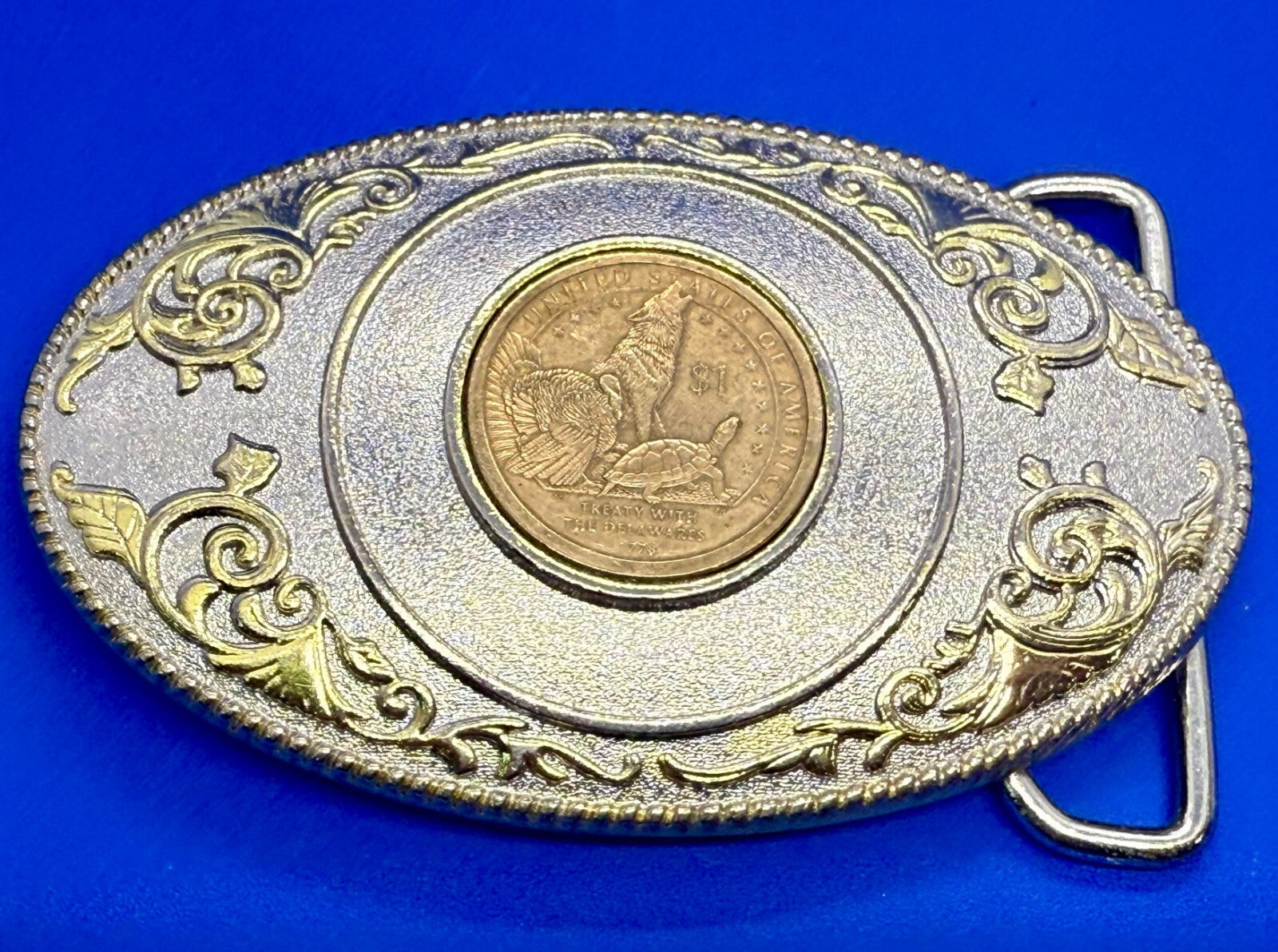 United States of America Treaty Delaware Dollar Coin Collectors FCM Belt Buckle
