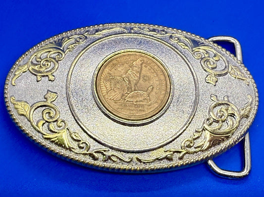 United States of America Treaty Delaware Dollar Coin Collectors FCM Belt Buckle