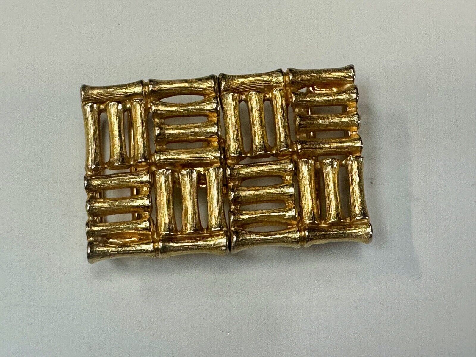Bamboo Squares Two piece interconnecting vintage belt buckle by Mimi Di N